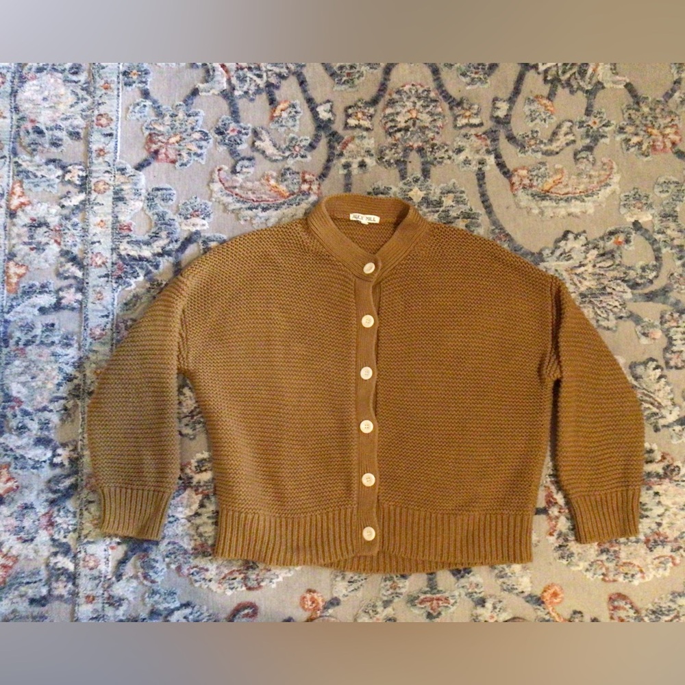 Alex Mill Olive Green Nico Chunky 100% Cotton Cardigan Sweater in Sz L